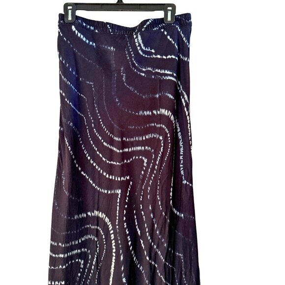 Zara Navy and White Shibori Tie Dye Printed Midi Skirt - Picture 4 of 5